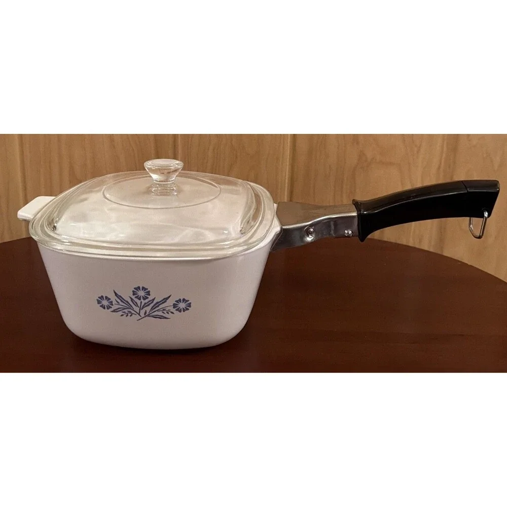 VTG CorningWare Saucepan P-1 3/4-B + Lid P-7-C + Handle P-10-HG Blue Cornflower!